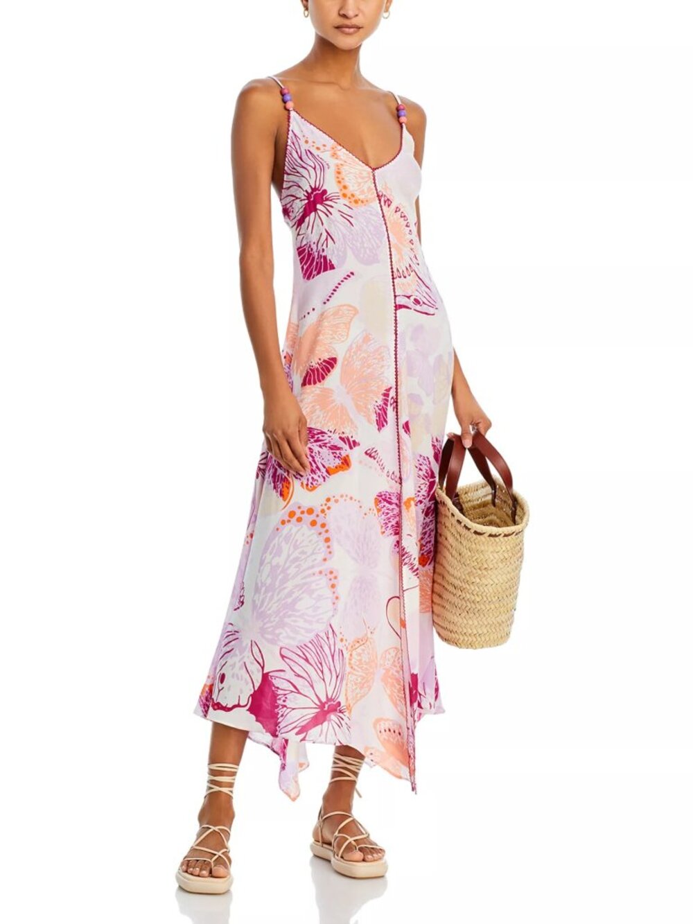 370$ Poupette St. Bdrth Bessie Strappy Asymmetric Hem Maxi Dress Size XS Pink - Picture 3 of 4